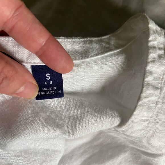 Lands' End White Linen Sweetheart Button Front Midi Dress Sz 6-8 Romantic Beachy - Picture 12 of 13